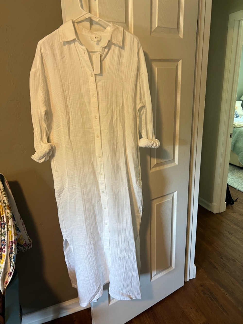 NWT Lou & Grey White cotton shirt dress maxi